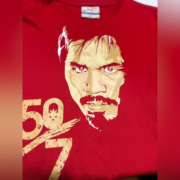 Manny Pacquiao 50th Victory Graphic T-shirt. Red Men's Size Large - Picture 2 of 7